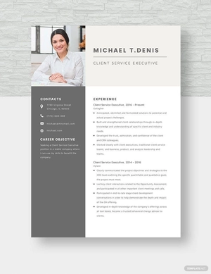 Client Service Executive Resume