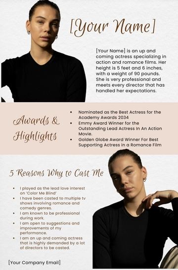 Free Actor One Sheet Template to Edit Online