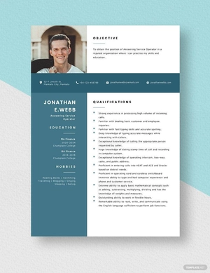 Answering Service Operator Resume