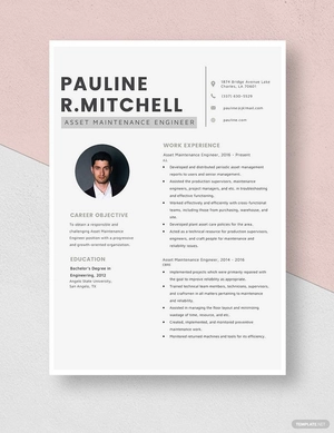 Asset Maintenance Engineer Resume