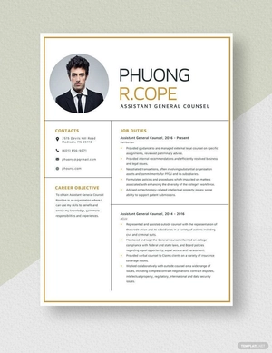 Assistant General Counsel Resume