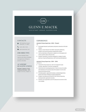 Assistant Group Supervisor Resume