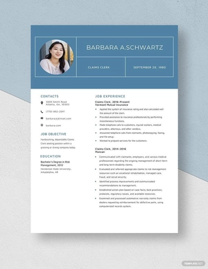 Claims Clerk Resume