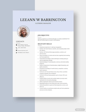 Catering Manager Resume