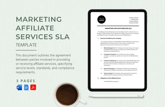 Marketing Affiliate Services SLA Template