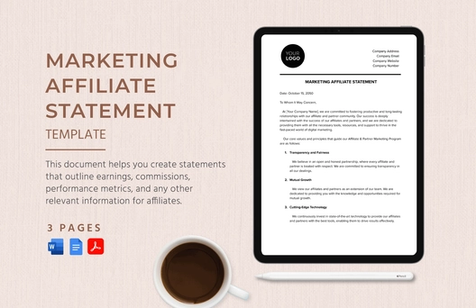 Marketing Affiliate Statement Template