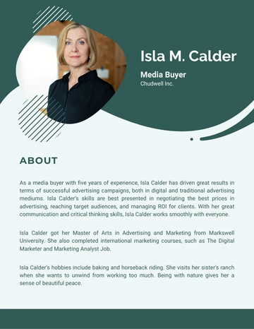 Free Creative Professional Bio Template to Edit Online