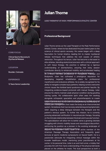 Free Professional Bio For Massage Therapist Template to Edit Online