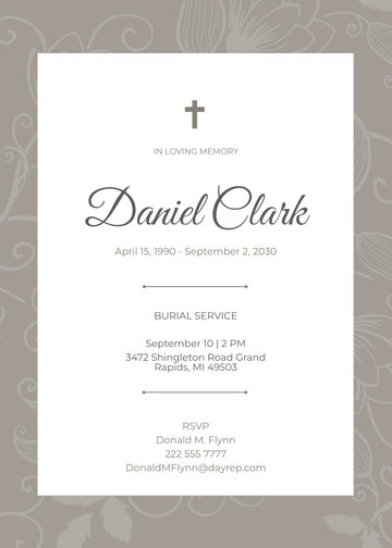 Free Modern Funeral Burial Invitation Template to Edit Online