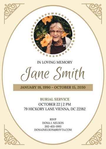 Free Funeral Burial Invitation Template to Edit Online | Template.net