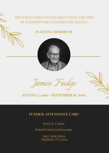 Free Funeral Program Attendance Card Template to Edit Online