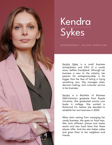 Free Professional Bio For Entrepreneur Template to Edit Online