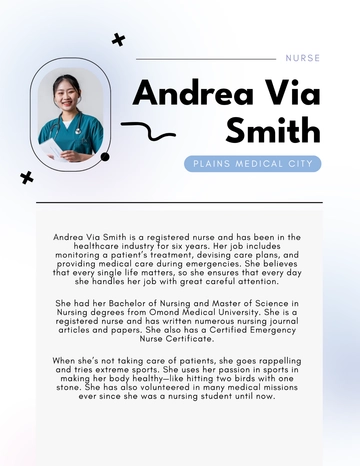 Free Nurse Professional Bio Template to Edit Online