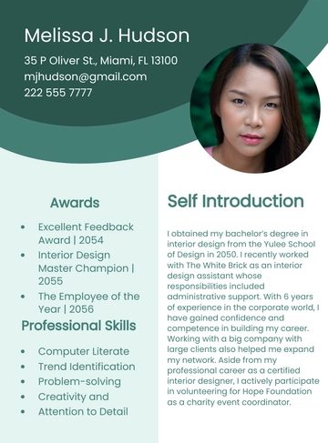 Free Professional Self Introduction Template to Edit Online