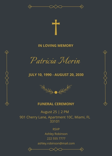 Free Funeral Reception Ceremony Invitation Template to Edit Online