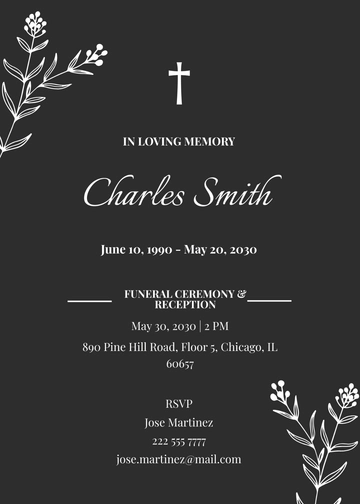 Free Funeral Reception Death Ceremony Invitation Template to Edit Online