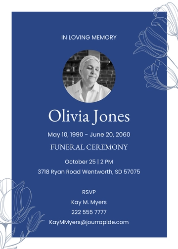 Free Floral Funeral Ceremony Invitation Template to Edit Online