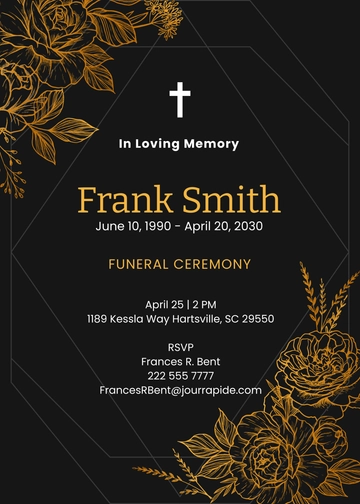 Free Modern Funeral Invitation Card Template to Edit Online