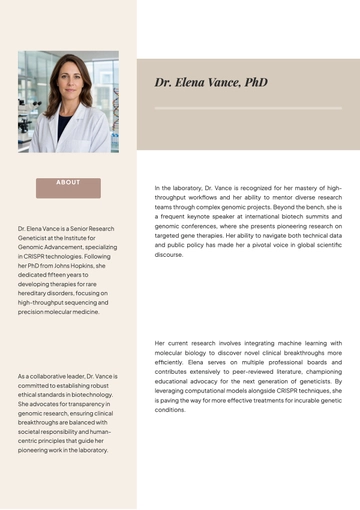 Free Professional Bio For Scientist Template to Edit Online