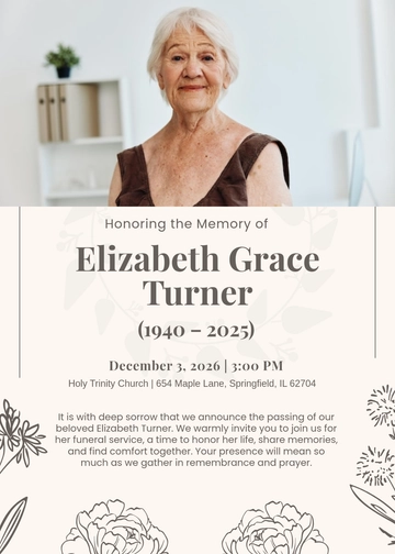 Free Modern Funeral Memorial Invitation Template to Edit Online