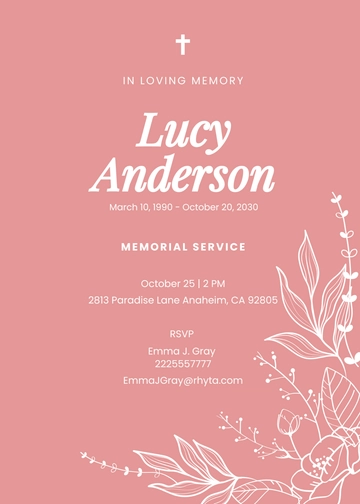 Free Funeral Memorial Service Invitation Template to Edit Online