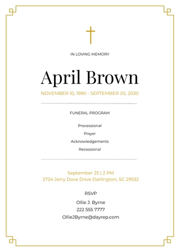 Free Catholic Church Funeral Mass Program Template to Edit Online