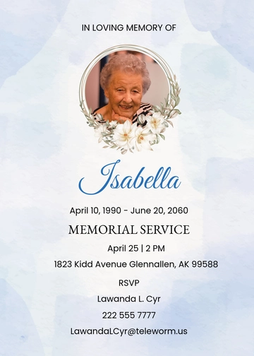 Free Funeral Memorial Invitation Template to Edit Online
