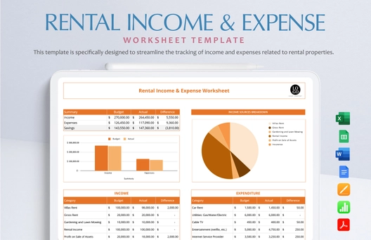 Rental Income & Expense Worksheet Template