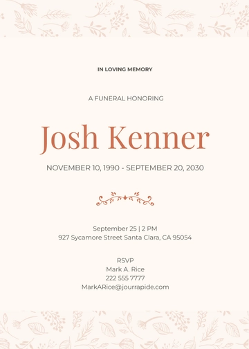Free Modern Digital Funeral Invitation Template to Edit Online