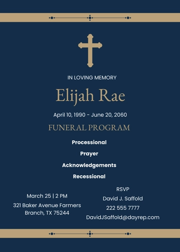 Free Church of Christ Funeral Service Program Template to Edit Online