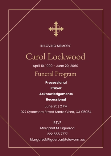 Free Elegant Funeral Church Program Template to Edit Online
