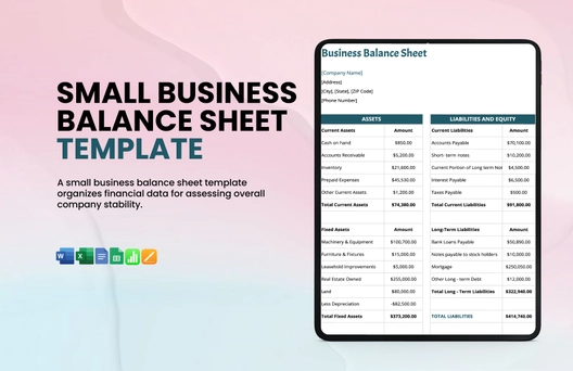 Small Business Balance Sheet Template