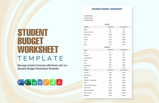 Student Budget Worksheet Template