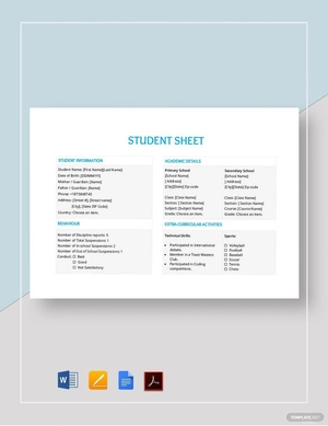 Student Sheet Template
