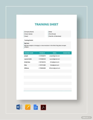 Training Sheet Template Training Sheet Template