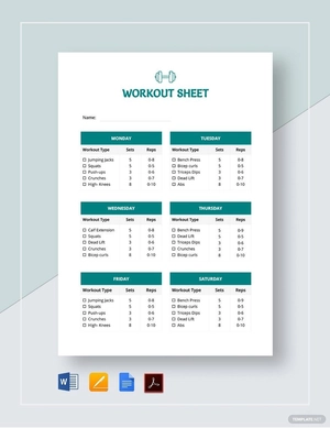 Workout Sheet Template