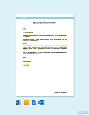 Complaint Letter Against Staff Template