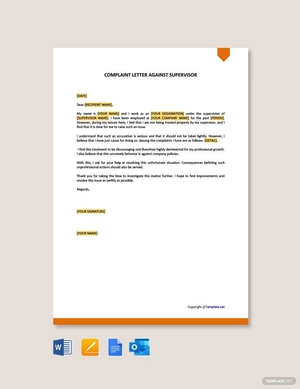 Complaint Letter Against Supervisor Template