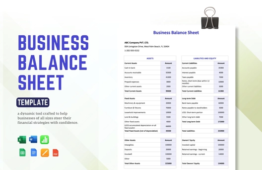 Business Balance Sheet Template