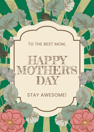 Free Vintage Mother's Day Card Template to Edit Online