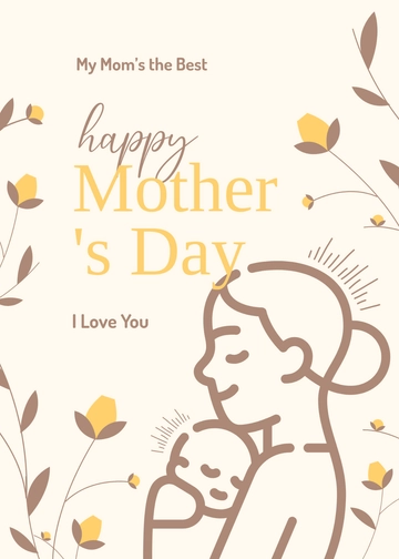 Free Simple Mother's Day Card Template to Edit Online