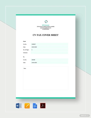CV Fax Cover Sheet Template