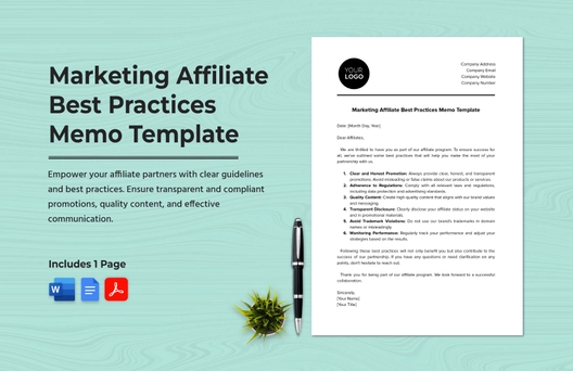 Marketing Affiliate Best Practices Memo Template