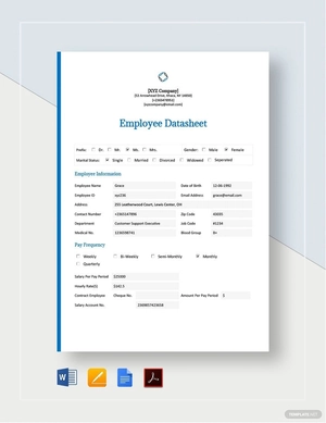 Employee Datasheet Template Employee Datasheet Template