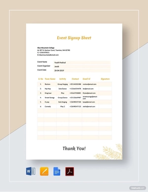 Event Signup Sheet Template Event Signup Sheet Template