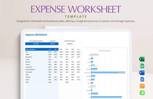 Expense Worksheet Template Expense Worksheet Template