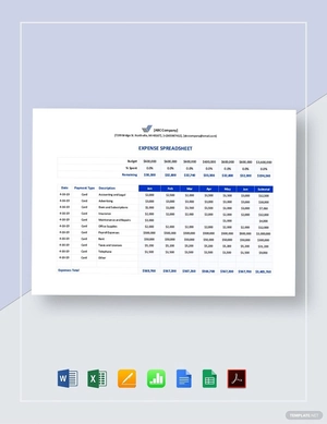 Expenses Spread Sheet Template