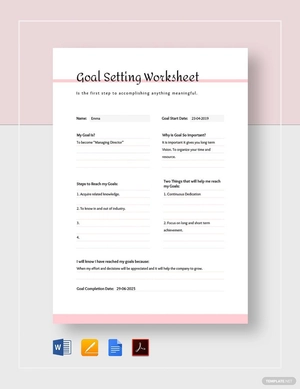 Simple Goal Setting Worksheet Template