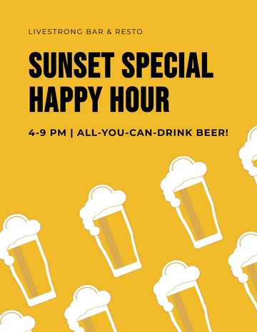 Free Special Happy Hour Flyer Template to Edit Online