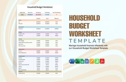 Household Budget Worksheet Template